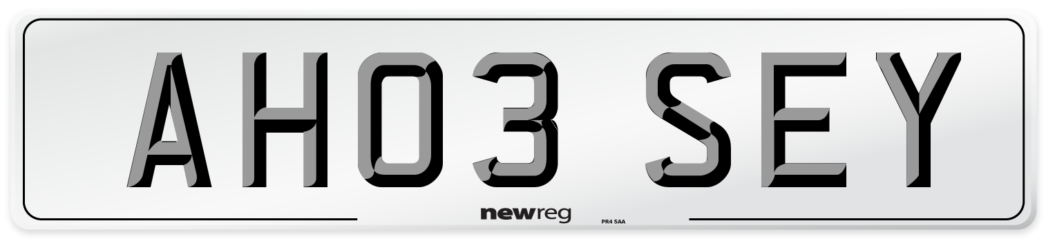 AH03 SEY Number Plate from New Reg